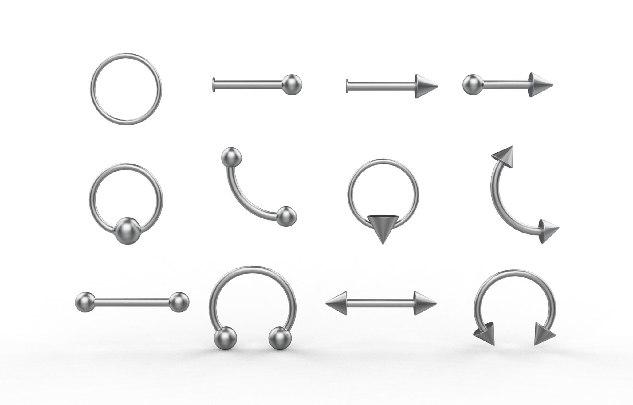 Piercings Pack 3D model_5