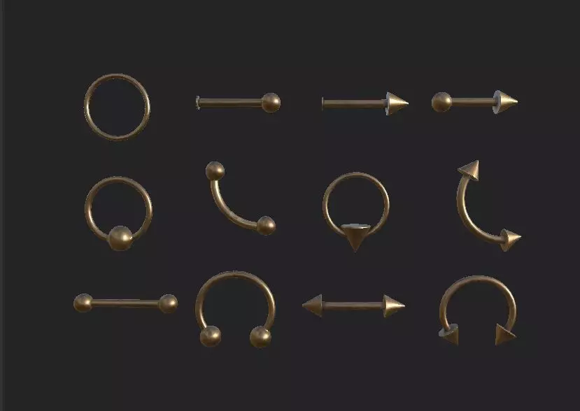Piercings Pack 3D model_0