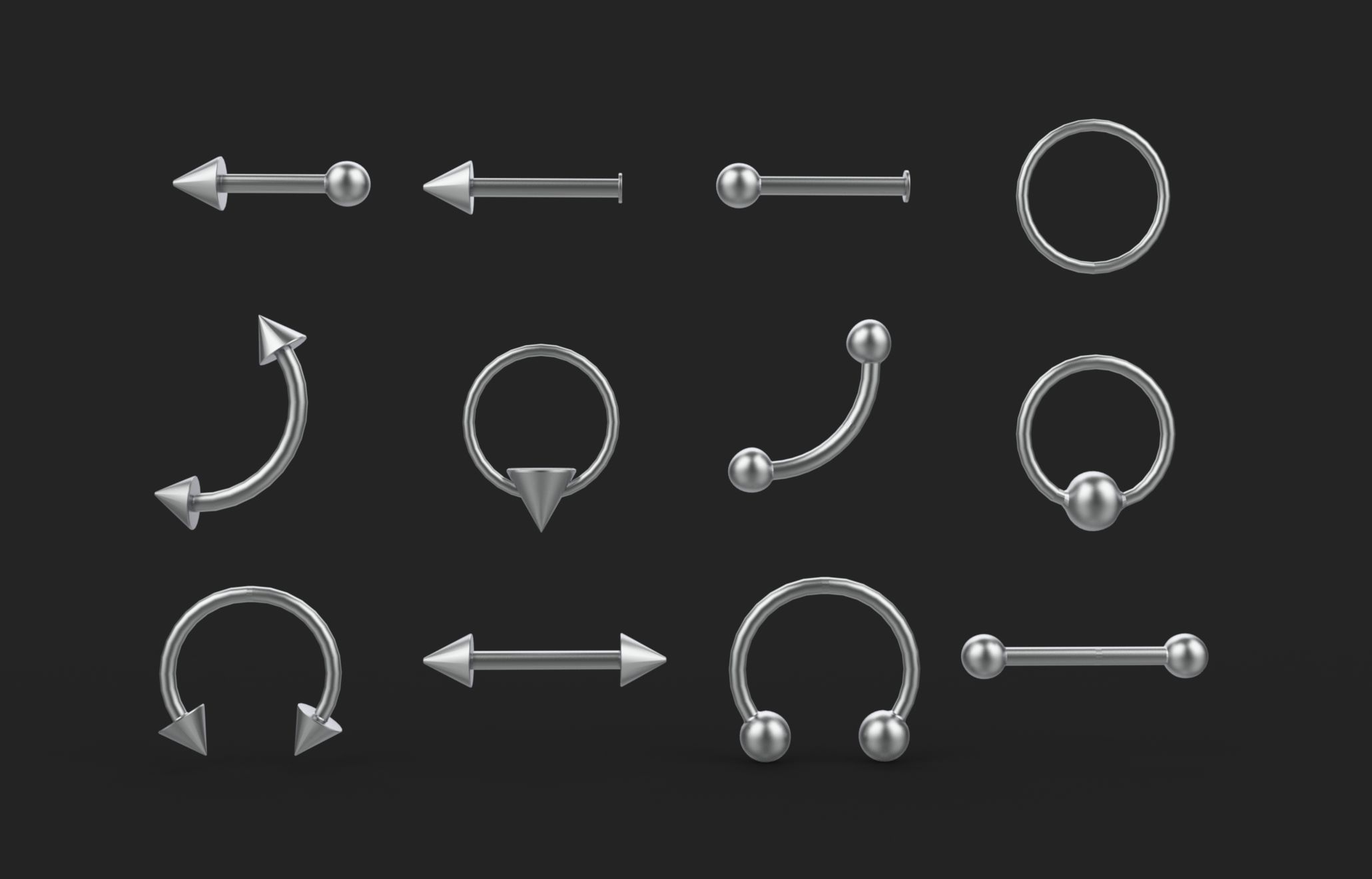 Piercings Pack 3D model_9