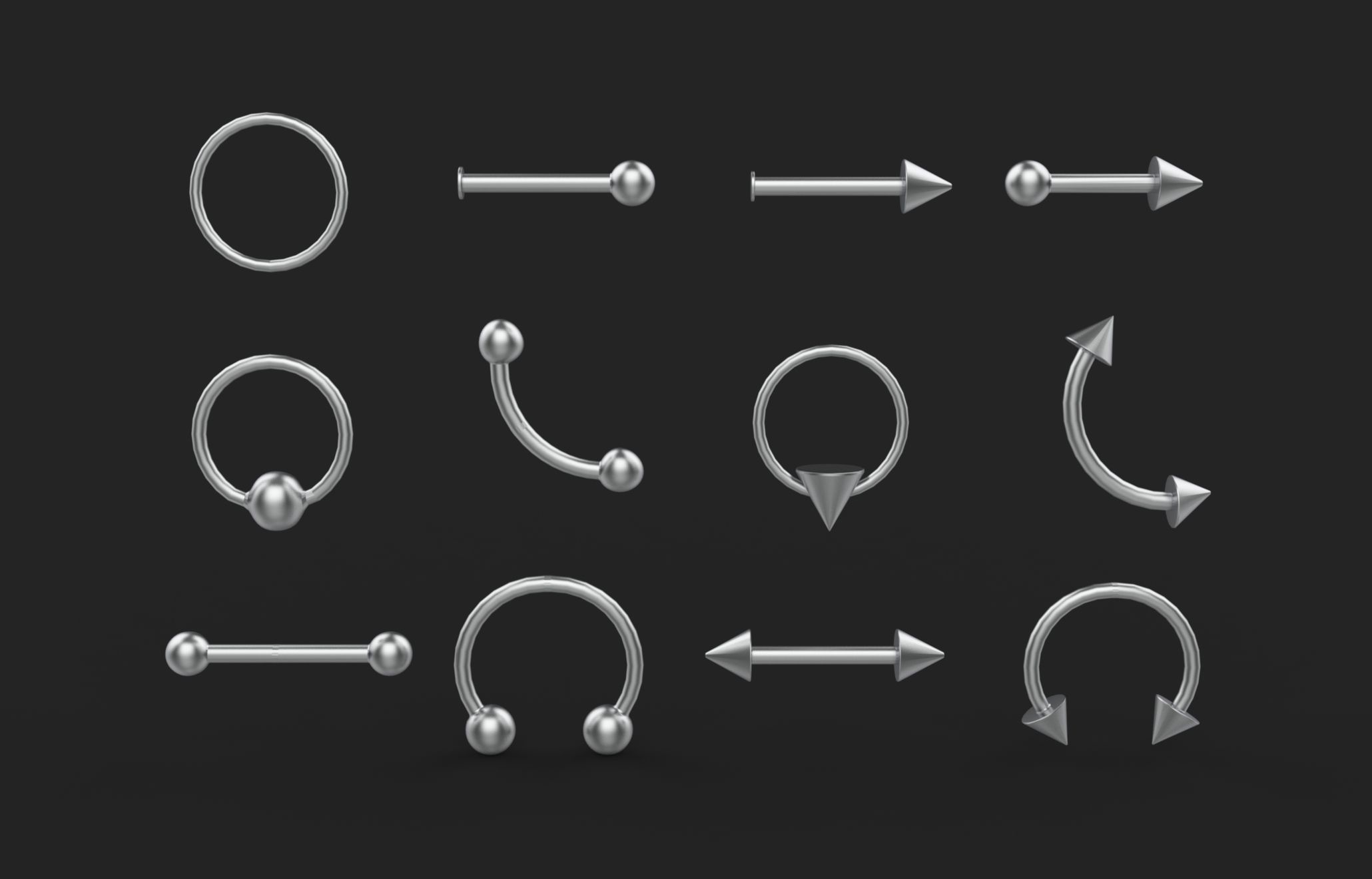 Piercings Pack 3D model_8