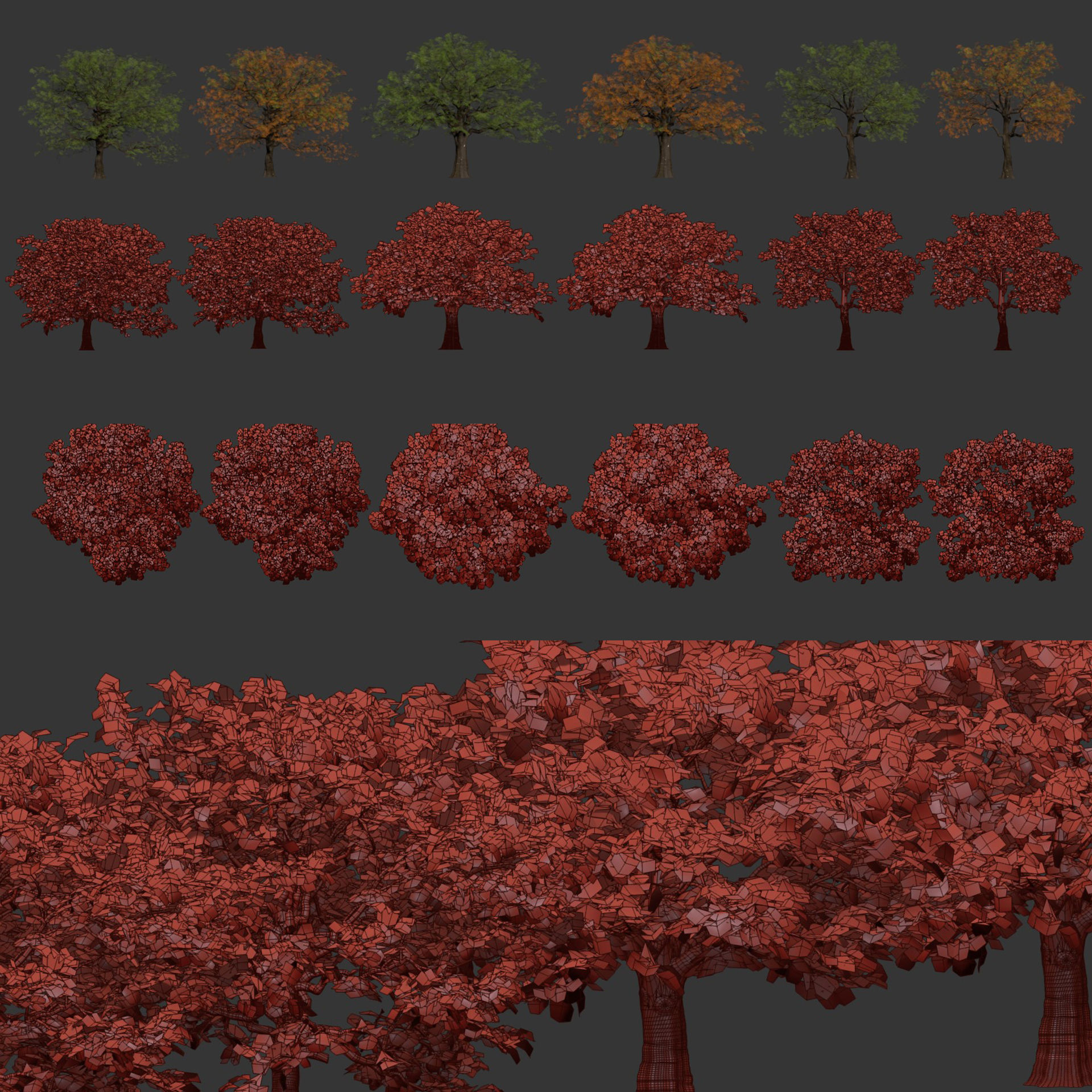Low poly Oak tree vol 54-Blender Low-poly 3D model_10