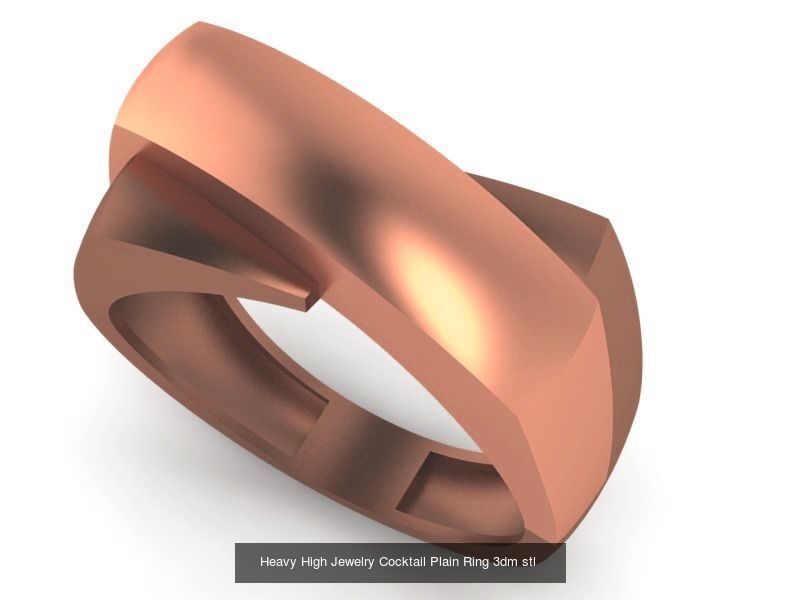 13 Fused Plate Curved Wire Mesh High Jewelry Plain Gold Ring 3D Model Collection_8