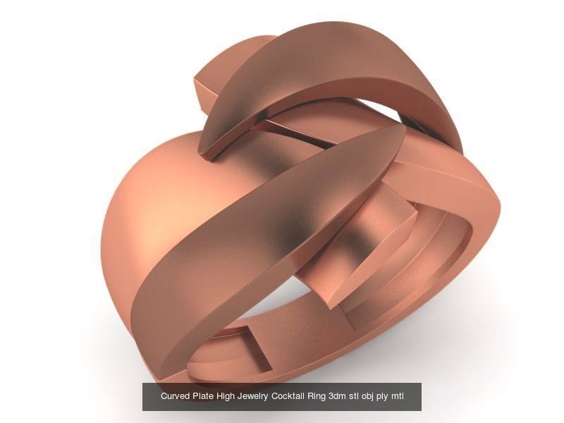 13 Fused Plate Curved Wire Mesh High Jewelry Plain Gold Ring 3D Model Collection_13