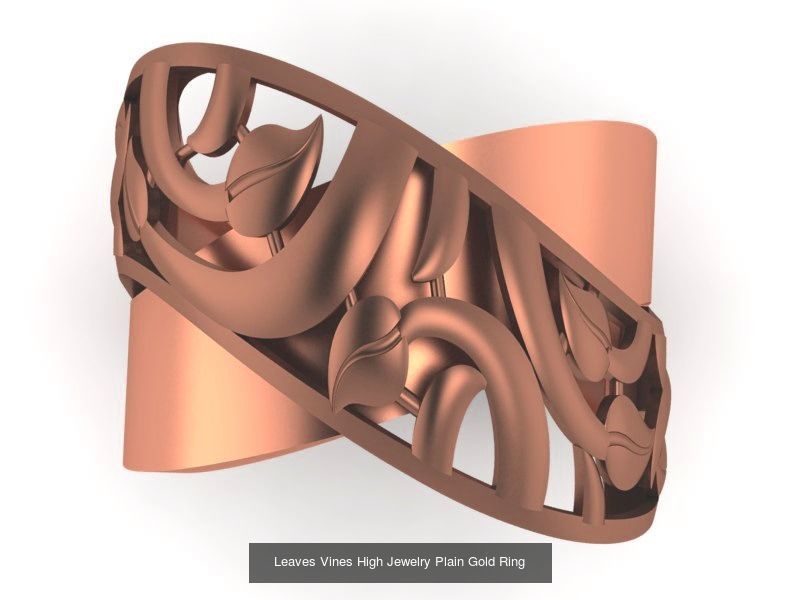 13 Fused Plate Curved Wire Mesh High Jewelry Plain Gold Ring 3D Model Collection_14