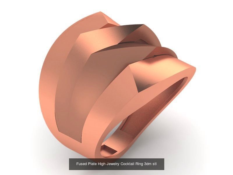 13 Fused Plate Curved Wire Mesh High Jewelry Plain Gold Ring 3D Model Collection_2