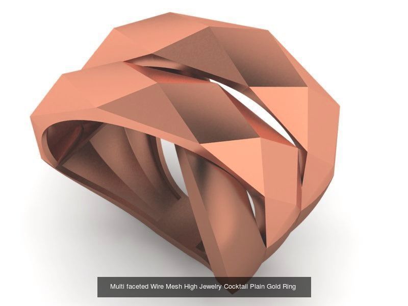 13 Fused Plate Curved Wire Mesh High Jewelry Plain Gold Ring 3D Model Collection_10