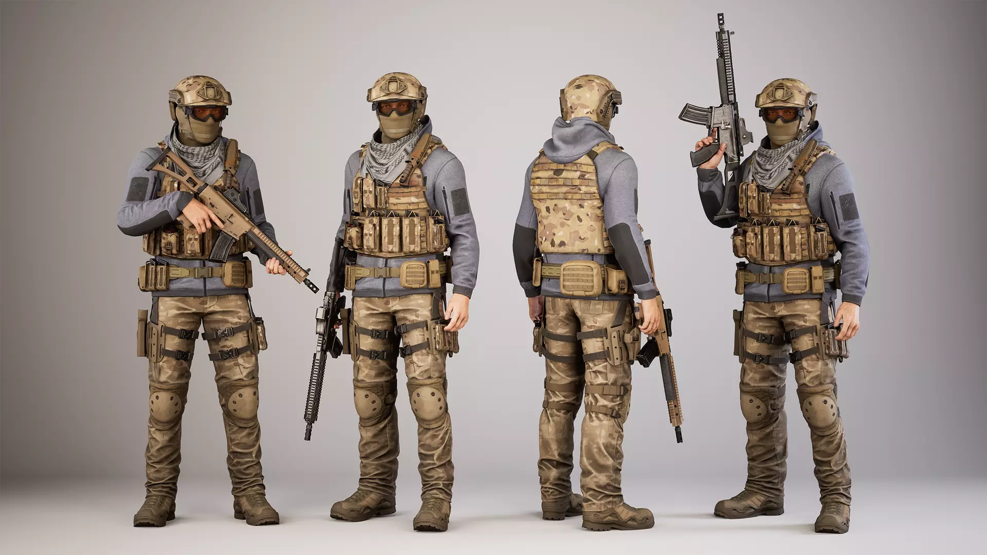 Casual Soldier 30 Low-poly 3D model_0