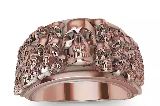 Ring skulls mens silver band biker Jewelry