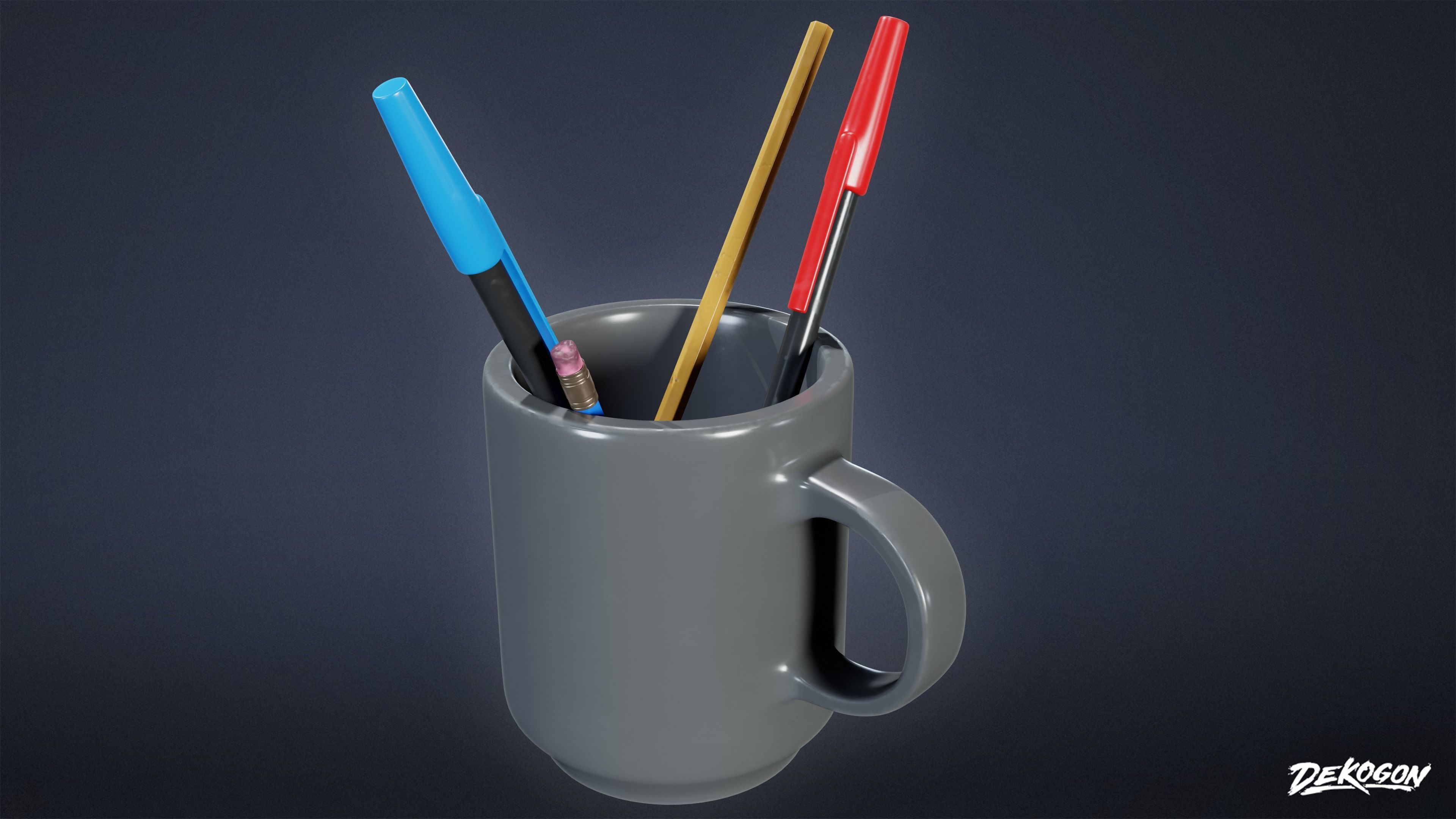 SUBURBS - Desk Set 01 - LOW POLY AND NANITE Low-poly 3D model_4