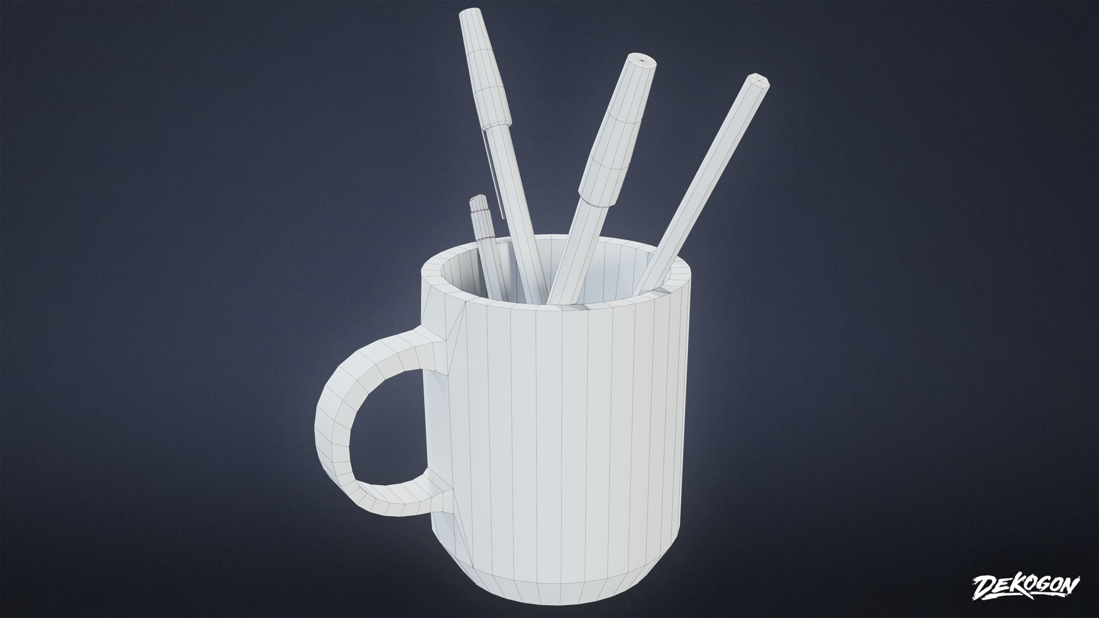 SUBURBS - Desk Set 01 - LOW POLY AND NANITE Low-poly 3D model_18