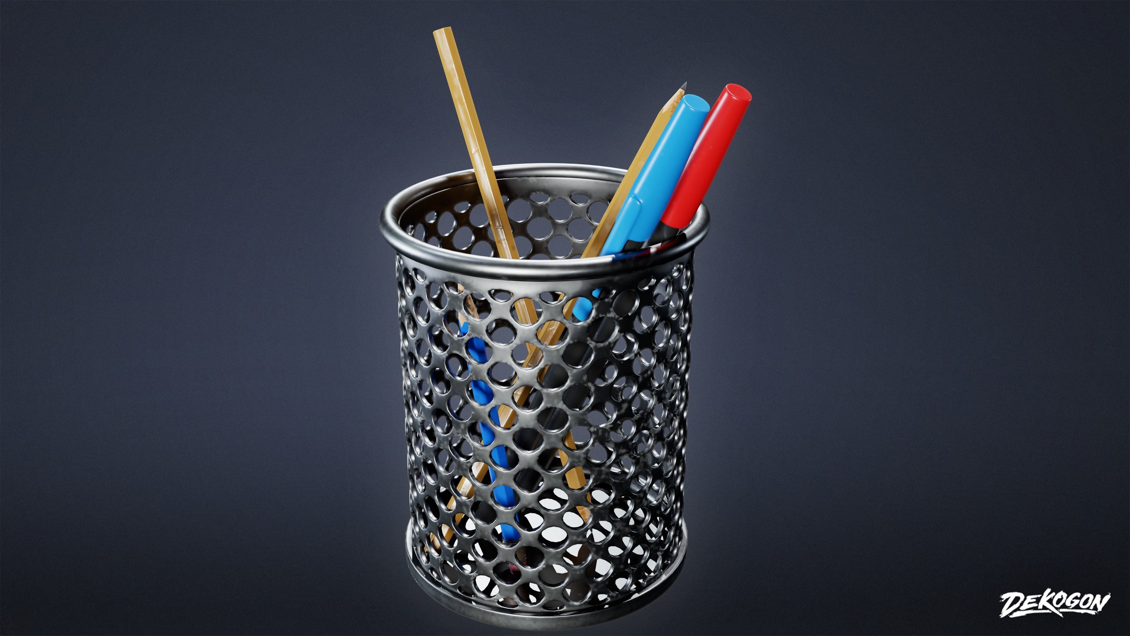 SUBURBS - Desk Set 01 - LOW POLY AND NANITE Low-poly 3D model_6