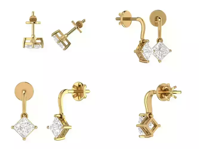 Solitaire princess studs 