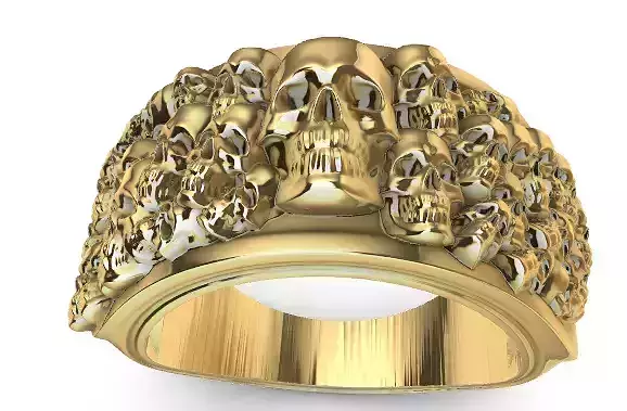 Ring multiple skulls mens silver band biker Hollow Jewelry