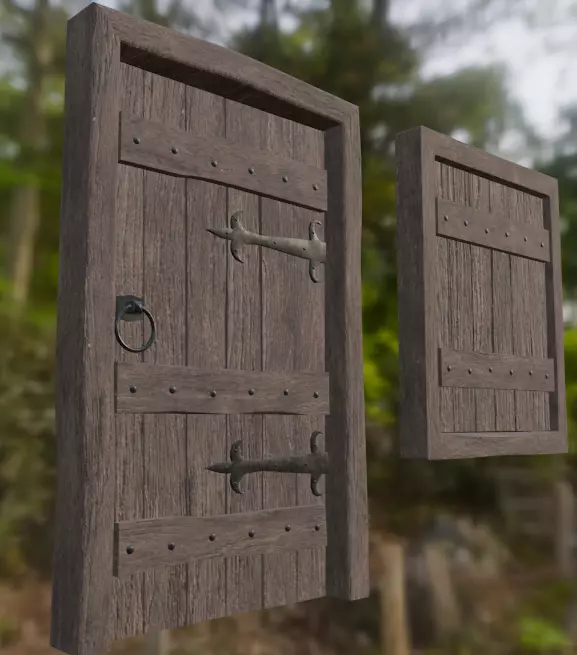 Door and Window Medieval Style Free low-poly 3D model