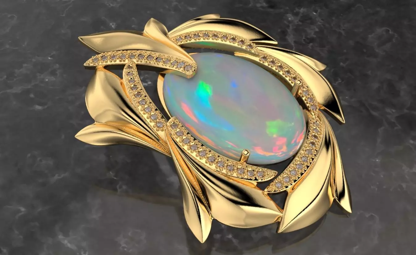 pendant leaves spring  3D print model_0