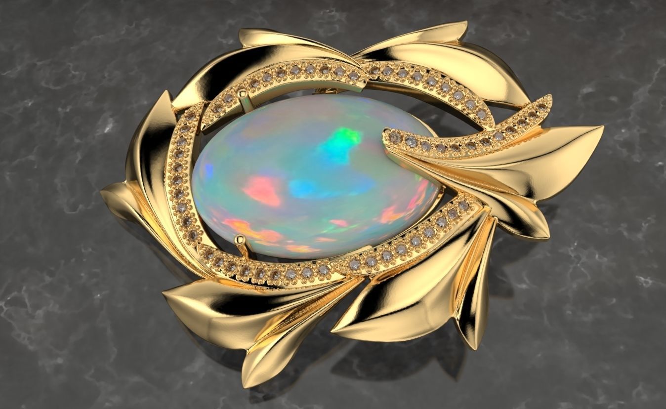 pendant leaves spring  3D print model_4