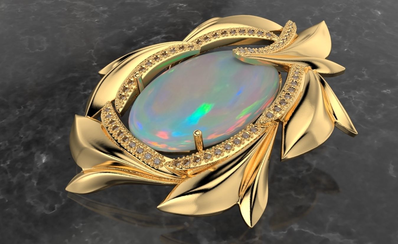 pendant leaves spring  3D print model_1