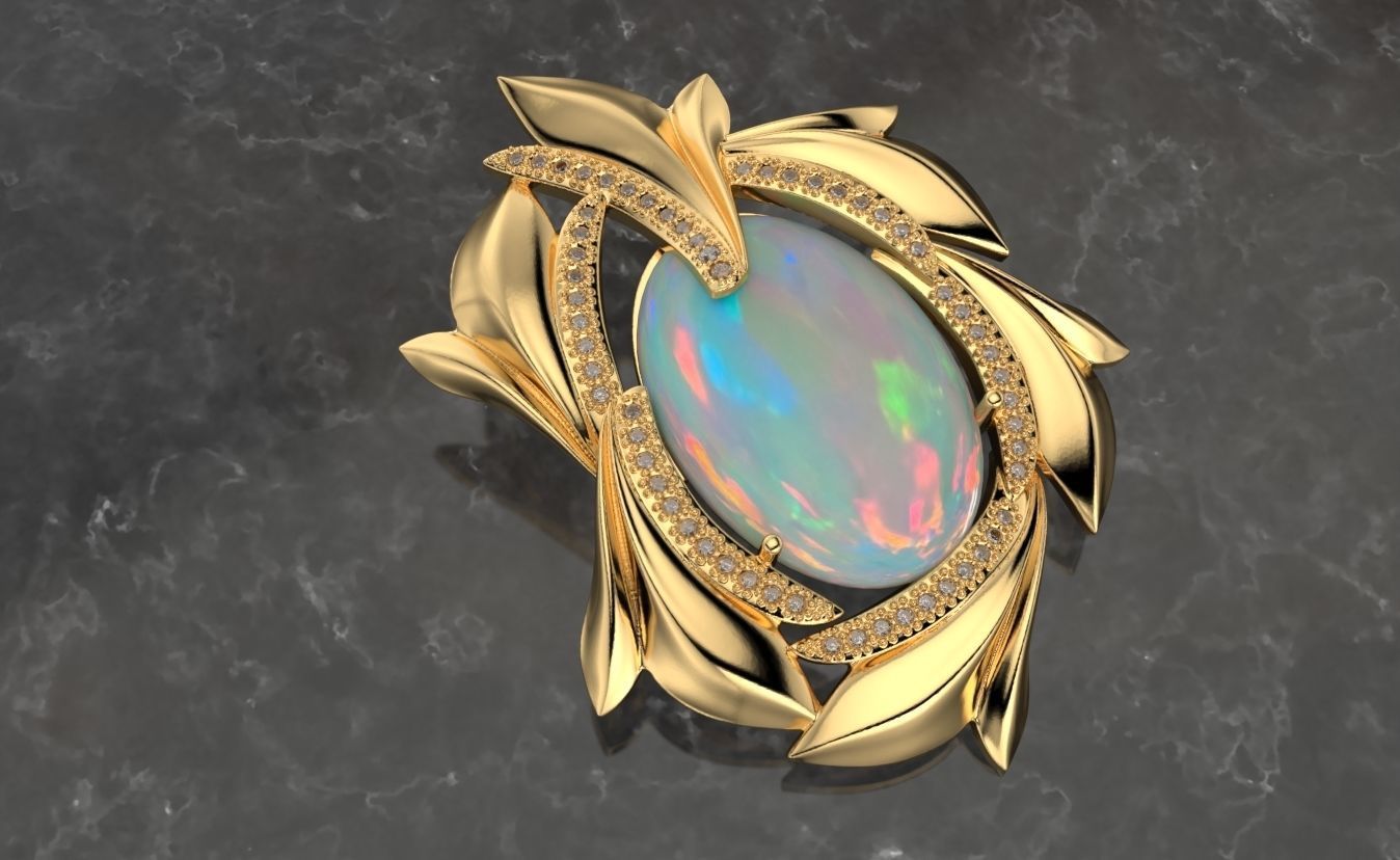 pendant leaves spring  3D print model_3