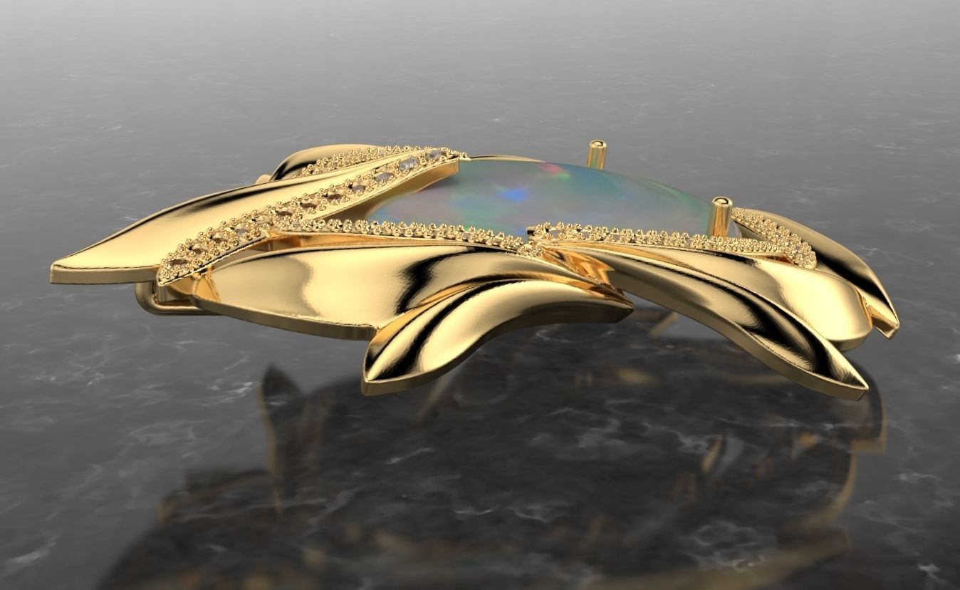 pendant leaves spring  3D print model_6