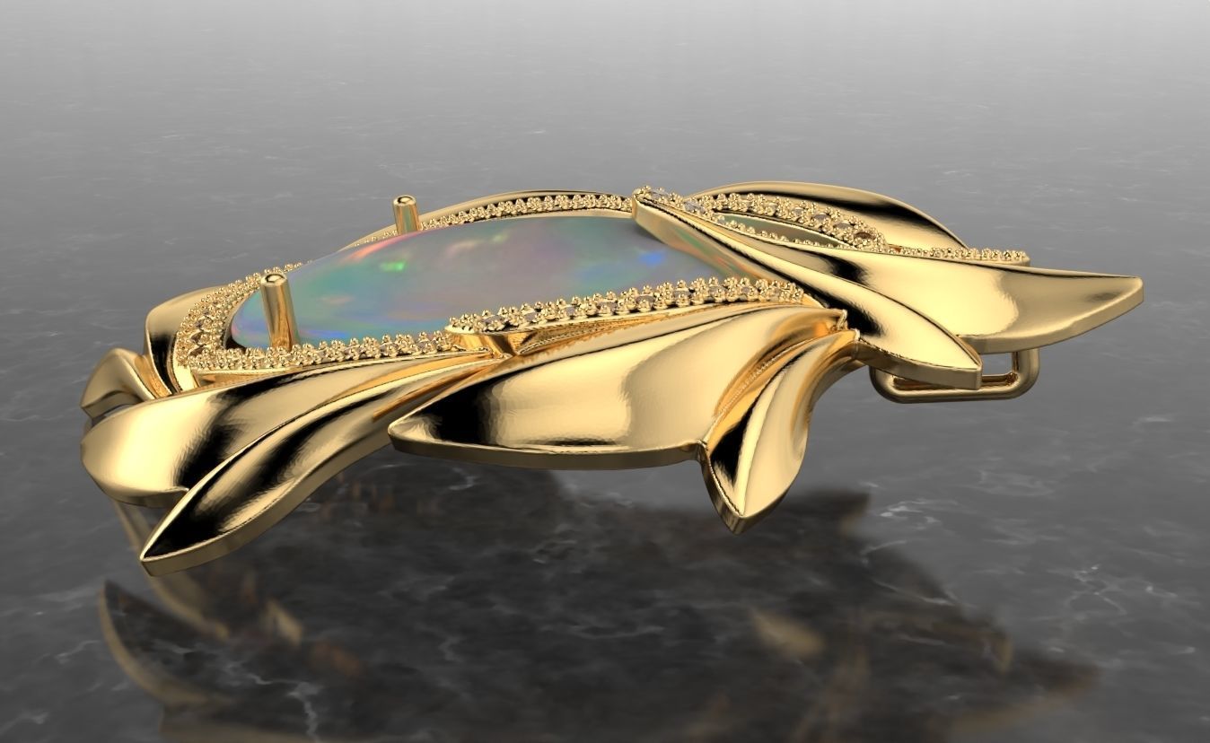 pendant leaves spring  3D print model_5