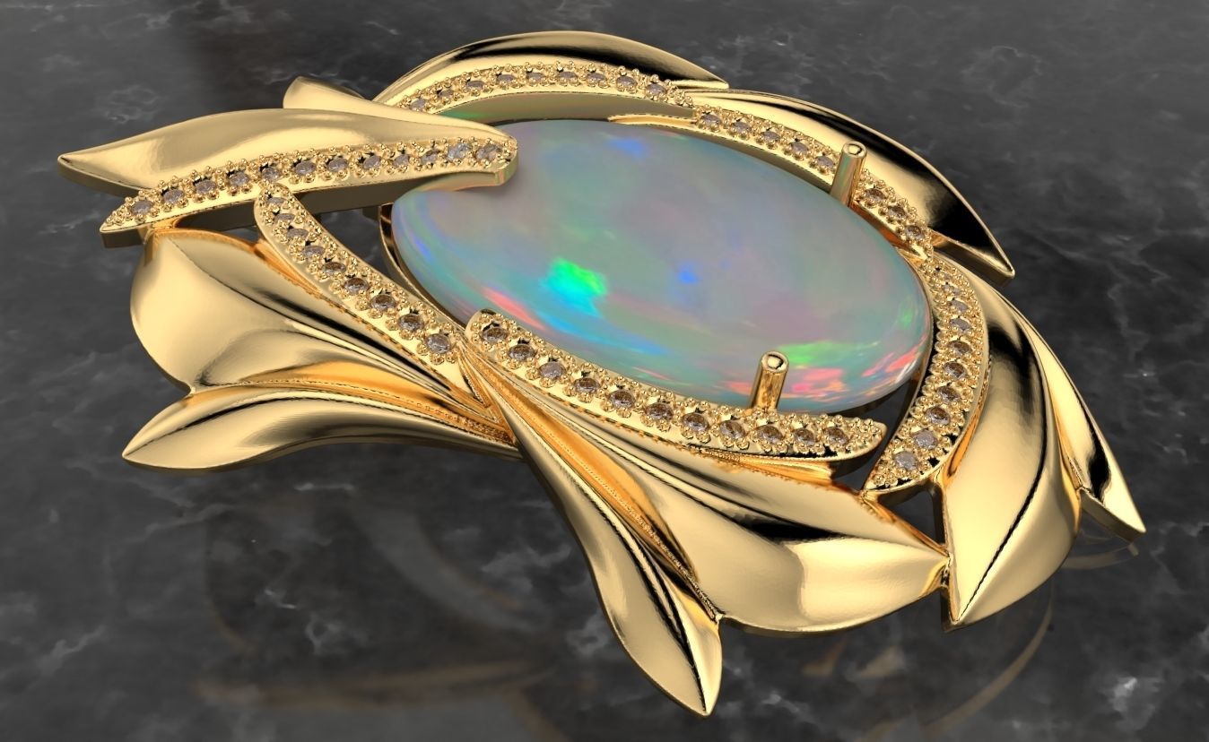 pendant leaves spring  3D print model_2