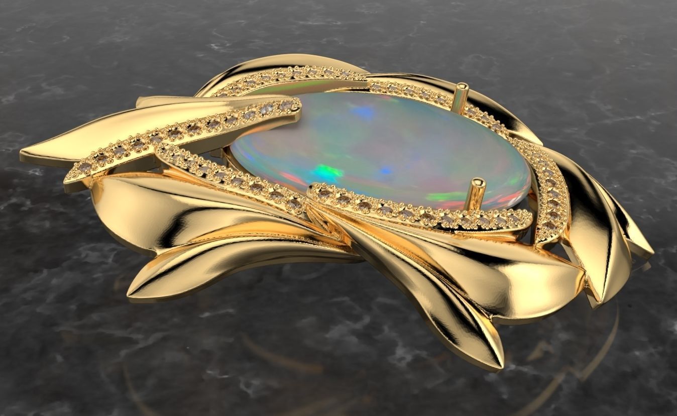 pendant leaves spring  3D print model_7