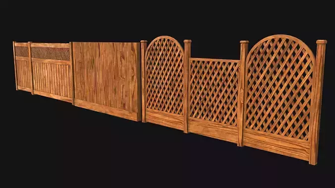 Wooden Fence set PBR 01