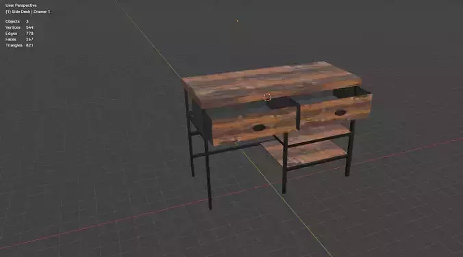Desk With 2 Drawers Low Poly