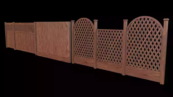 Wooden Fence set PBR 02