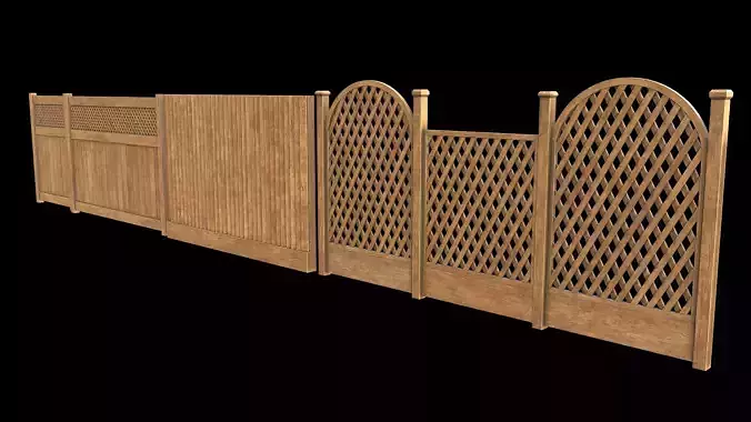 Wooden Fence set PBR 03