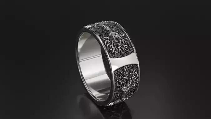 brutal tree of life silver ring 