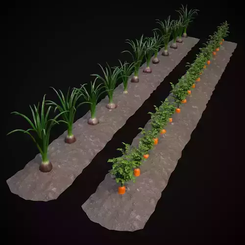 Crops Carrots and Red Onions 3D Model Collection
