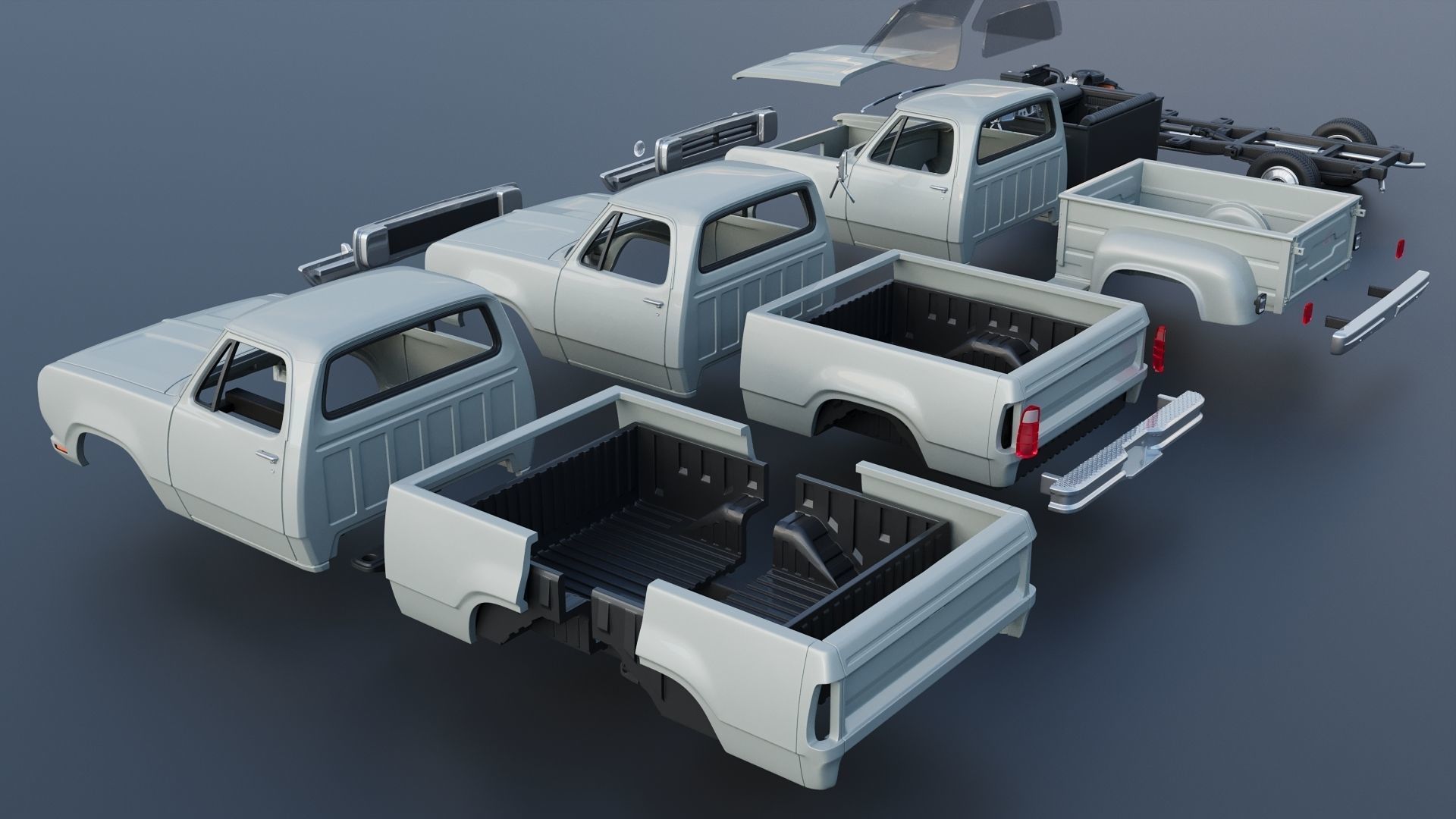 Dodge Pickup D100 1972 3D print model_27