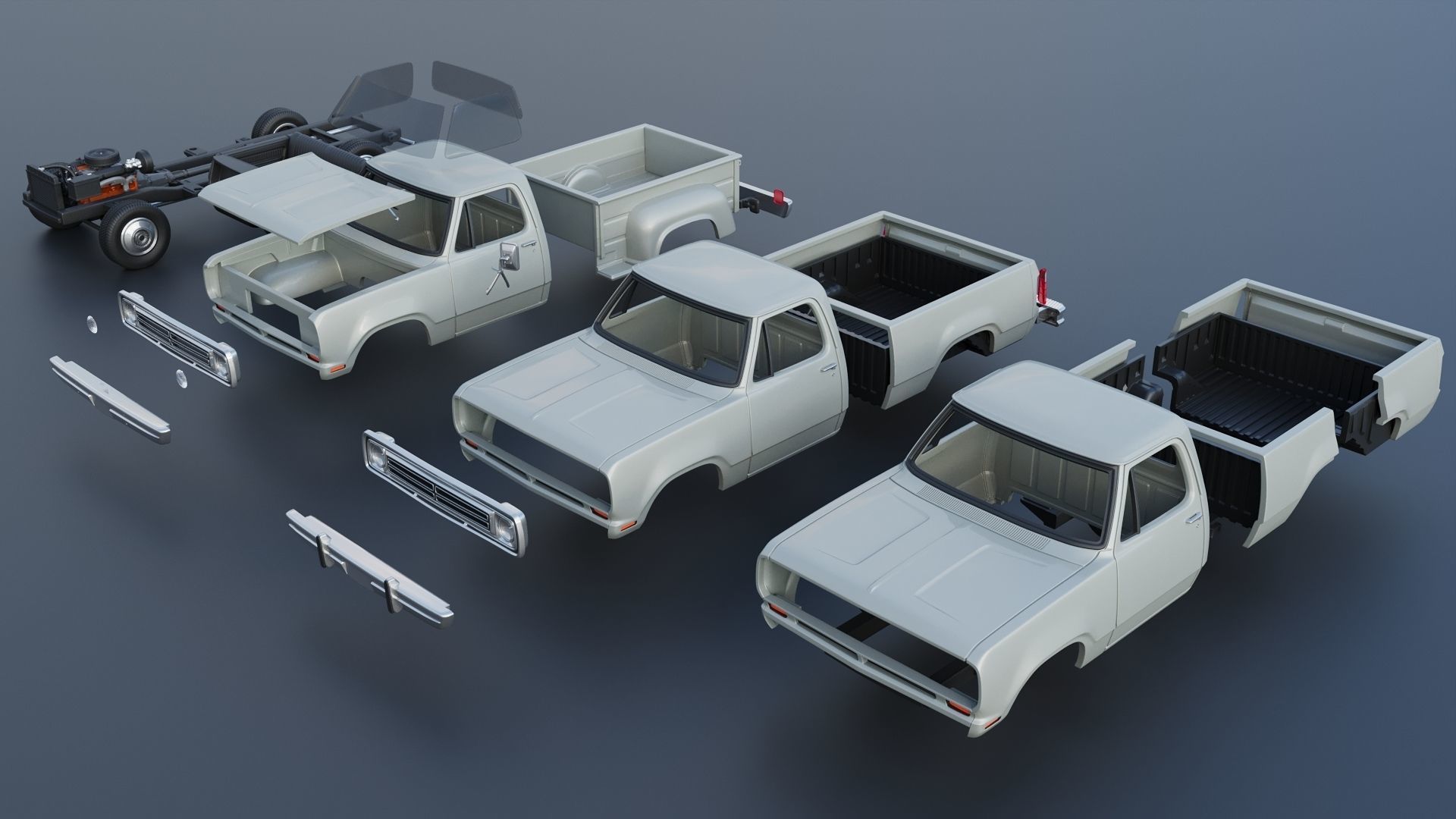 Dodge Pickup D100 1972 3D print model_25