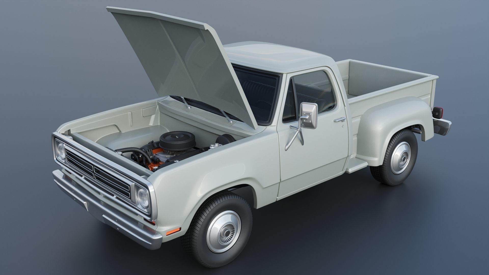 Dodge Pickup D100 1972 3D print model_13