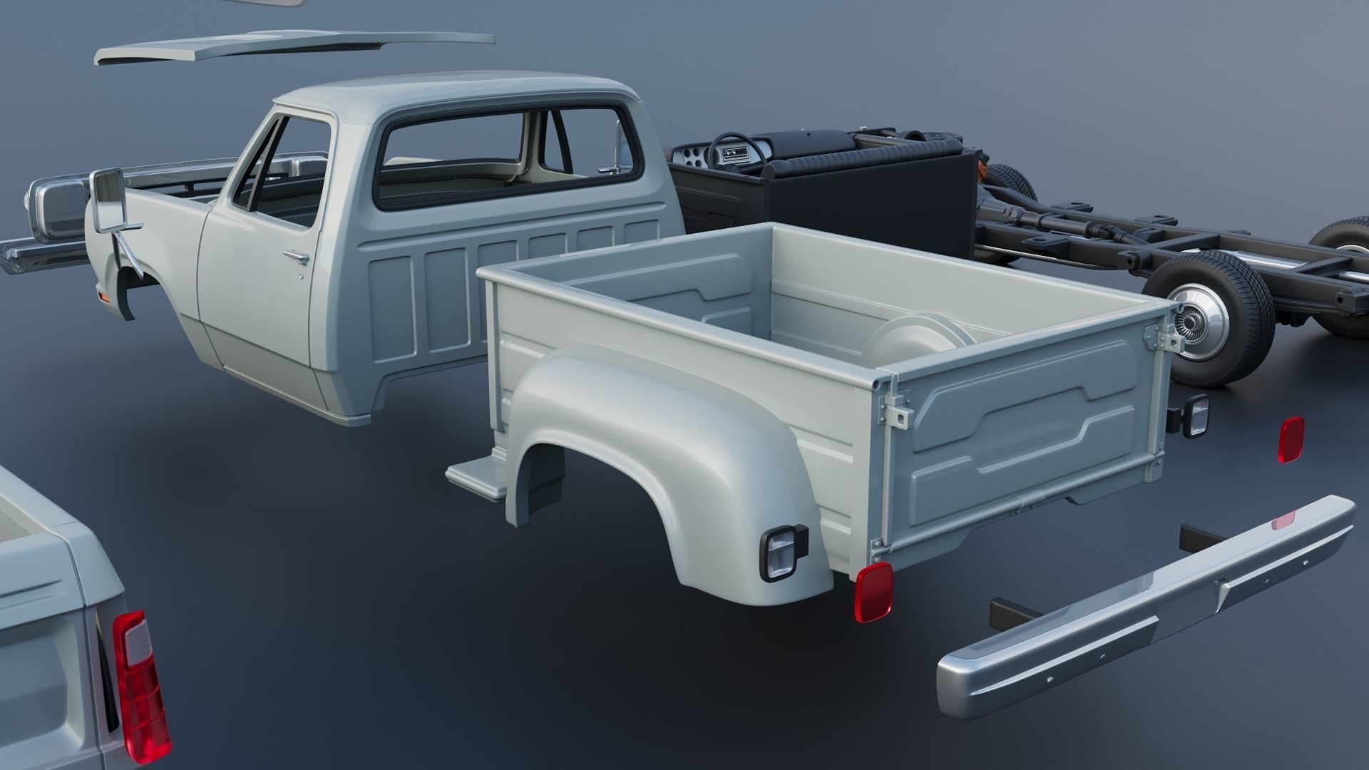 Dodge Pickup D100 1972 3D print model_29