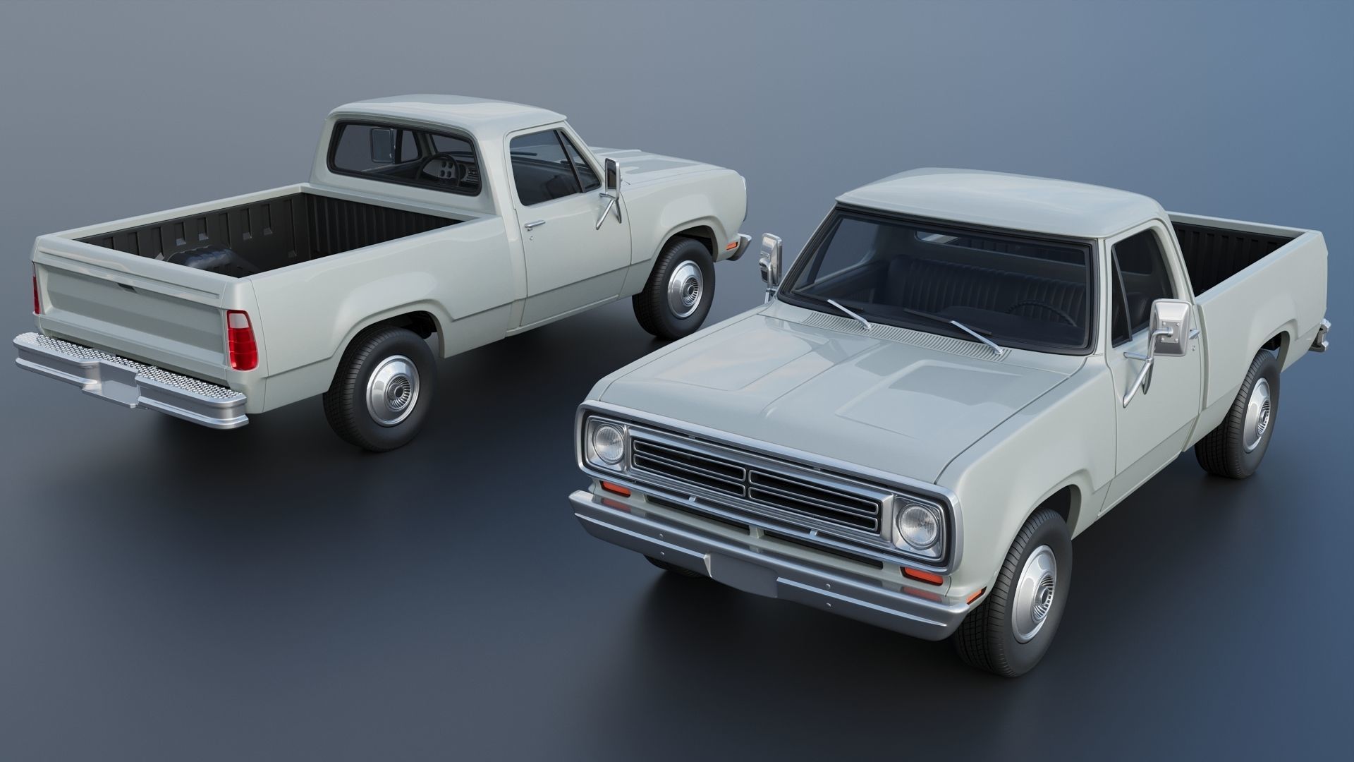 Dodge Pickup D100 1972 3D print model_2