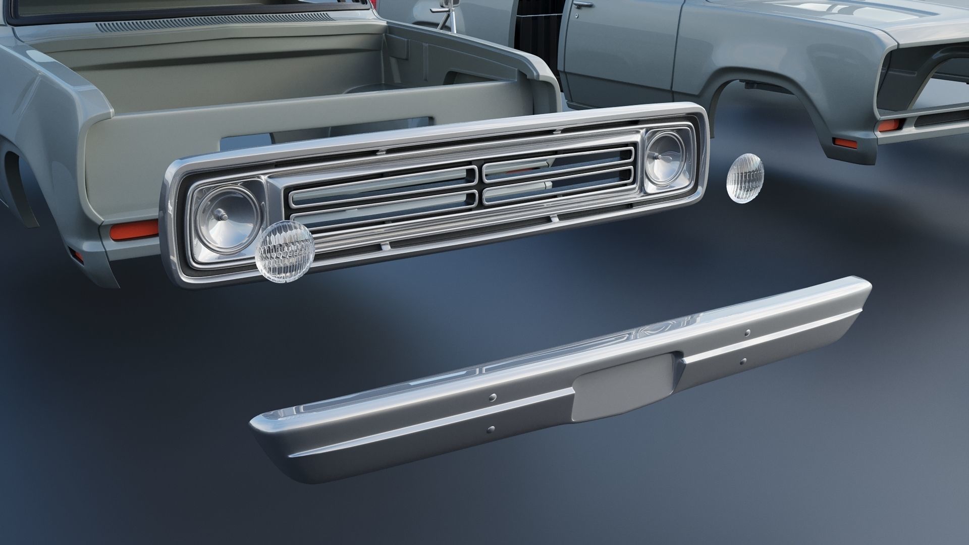 Dodge Pickup D100 1972 3D print model_33