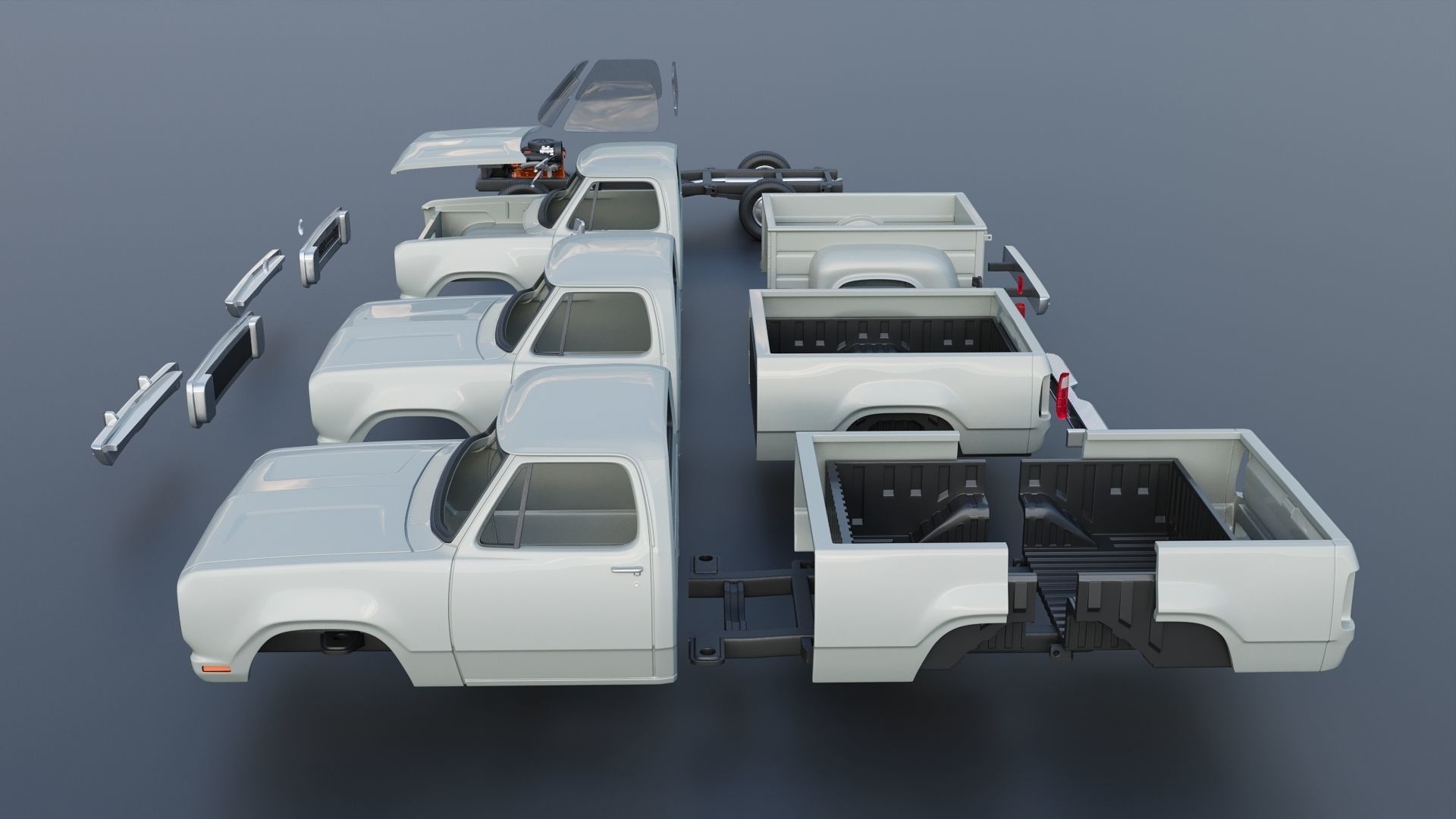 Dodge Pickup D100 1972 3D print model_26