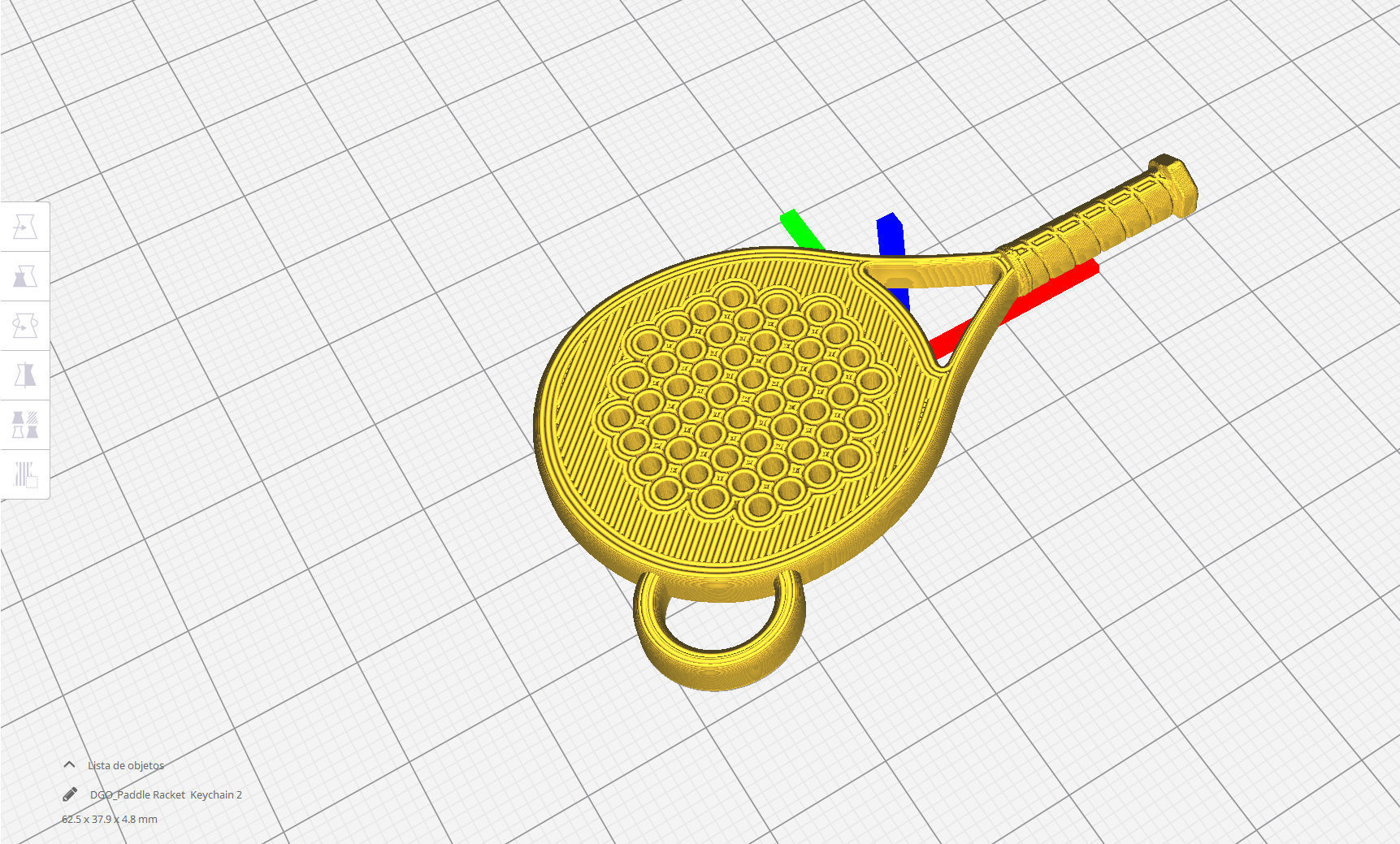 Paddle Tennis Racket Keychain 3D print model_12