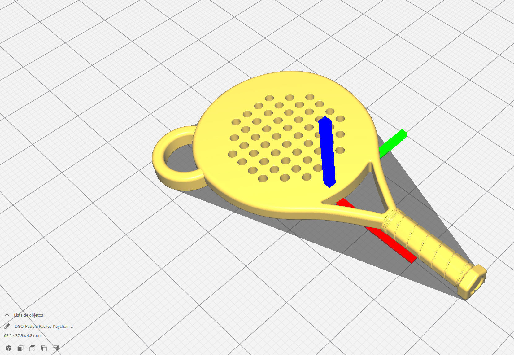 Paddle Tennis Racket Keychain 3D print model_3