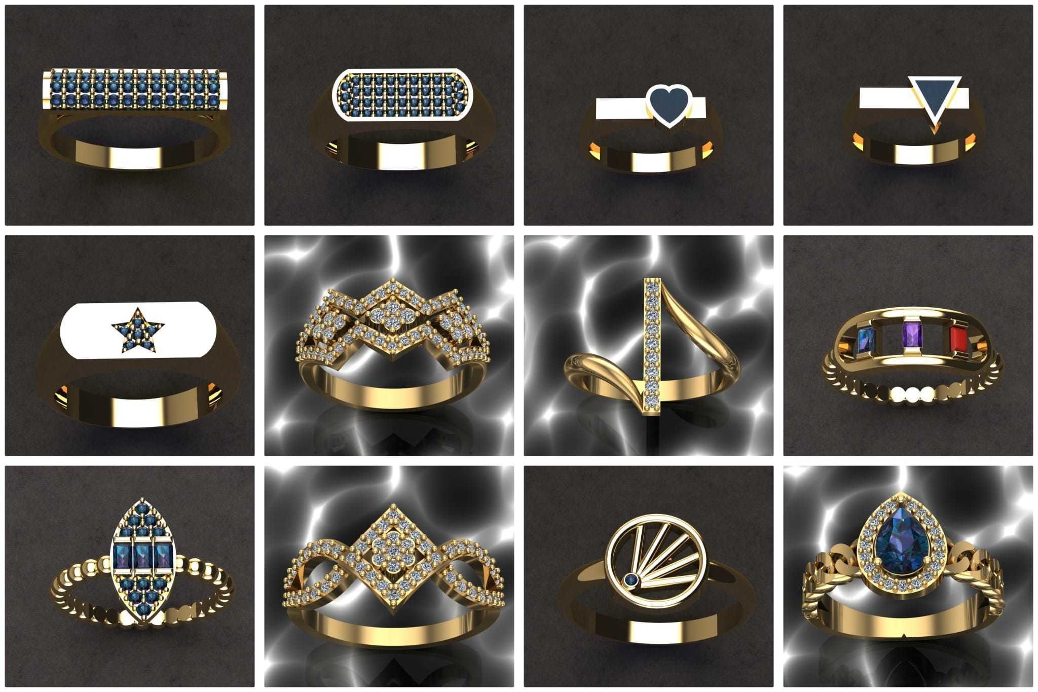 50 adet women ring 3D model_1
