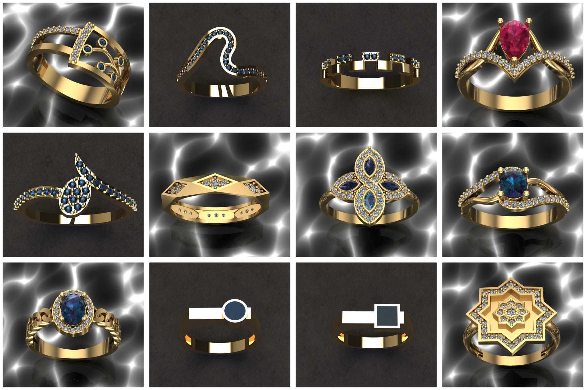 50 adet women ring 3D model_2