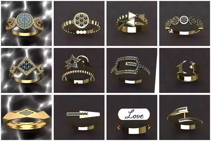 50 adet women ring 3D model