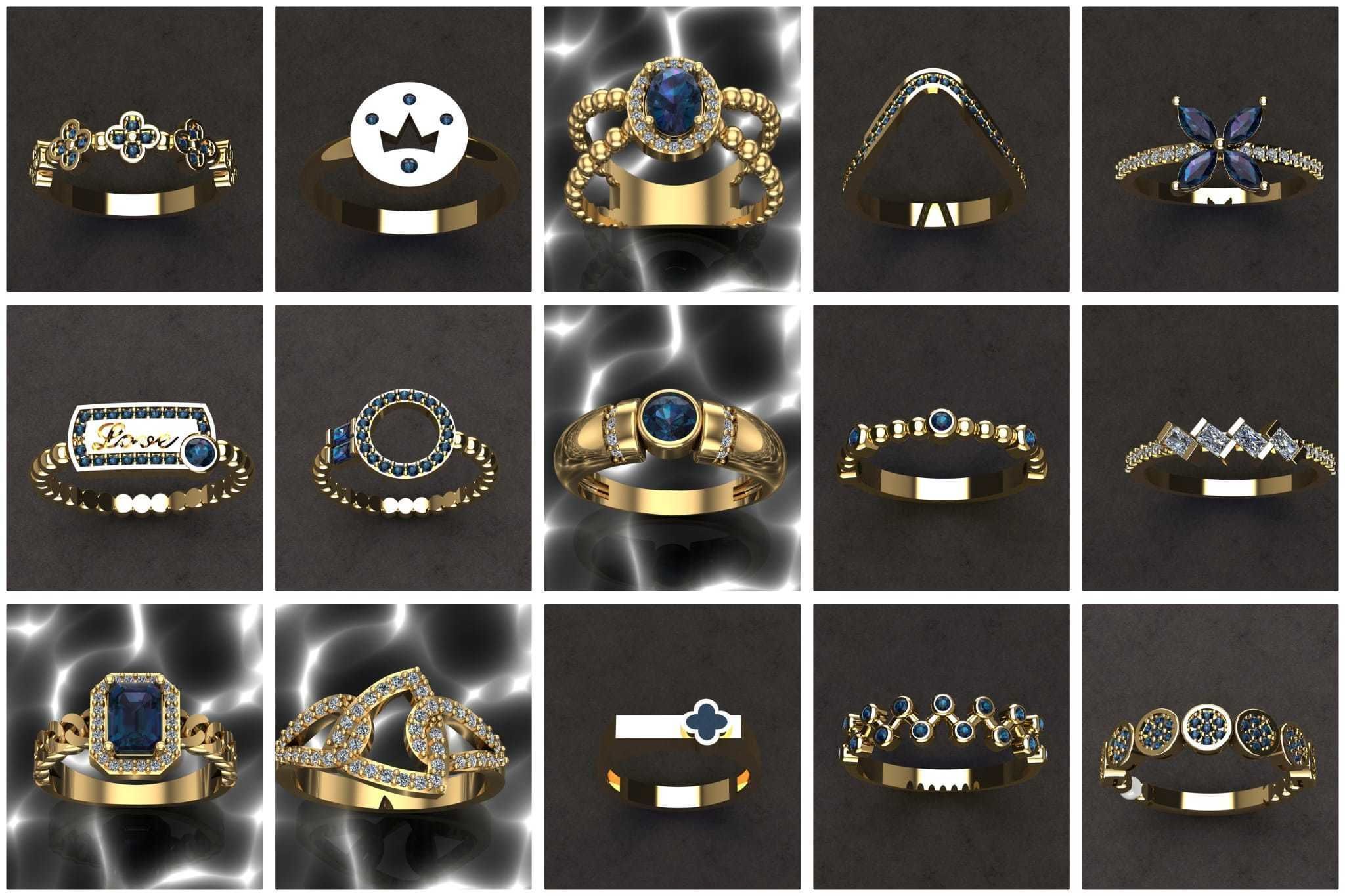 50 adet women ring 3D model_3