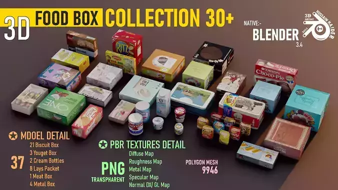 BOX Collection Low-poly 3D model