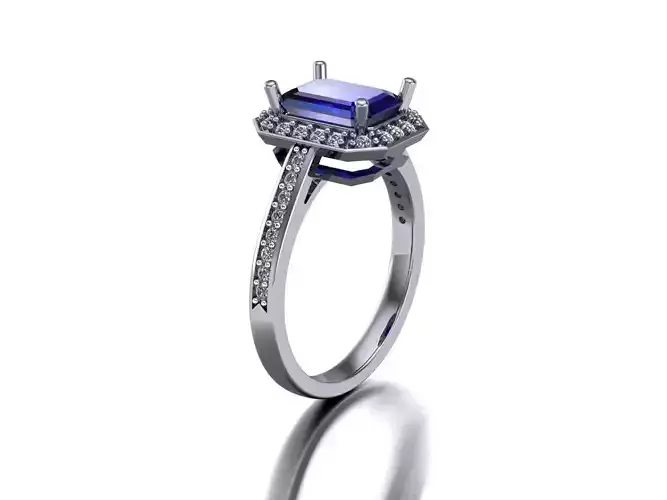 Enchanting Blue Sapphire Halo Ring