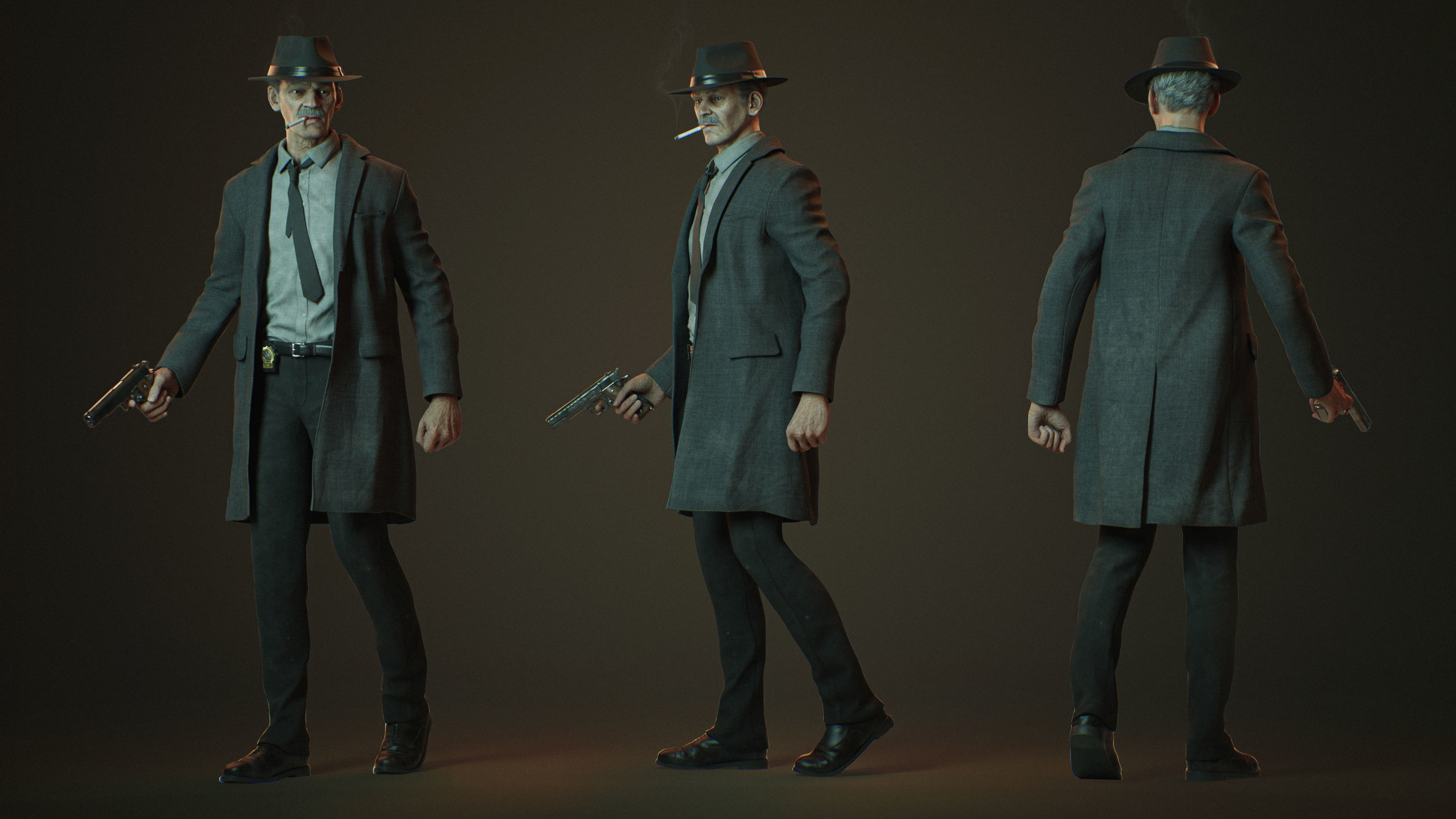 POLICE DETECTIVE - ARTHUR - Low-poly 3D model Low-poly 3D model_2