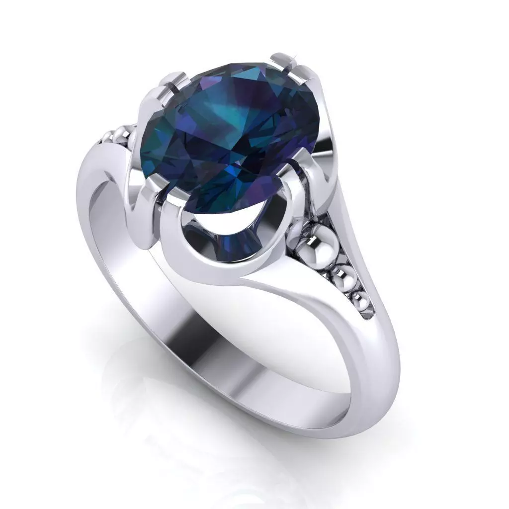 Engagement SOL ring stone oval 10x8mm Printable jewelry STL 3D print model