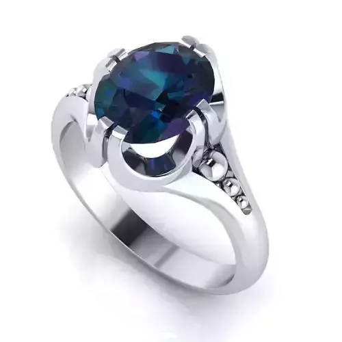 Engagement SOL ring stone oval 10x8mm  Printable jewelry STL